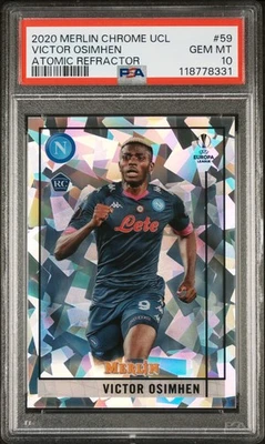 Victor Osimhen 2020 Merlin Chrome UCL #59 Atomic Refractor /250 RC PSA 10 - Image 1 of 2