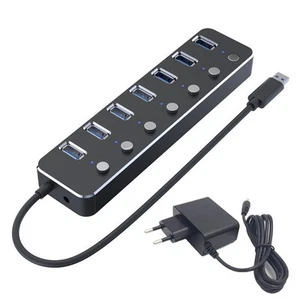 USB 3.0-Netzteil, 7 AnschlüSse, Aluminiumlegierung, Splitter-Hub, USB-Hub 33257 - Bild 1 von 8