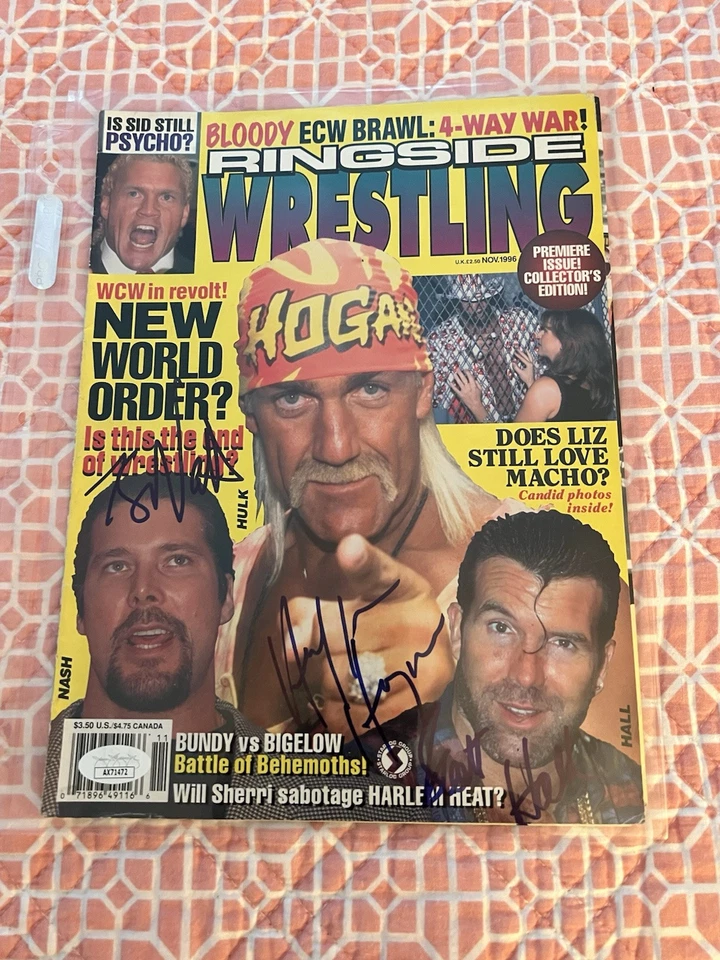 Pro Wrestling Hulk Hogan, Kevin Nash, Scott Hall Mag signed  Cover (w/ JSA) - Image 1 of 1