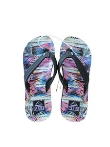 Reef Size 4 Girl's New Palm Tree Flip Flops - Picture 1 of 7