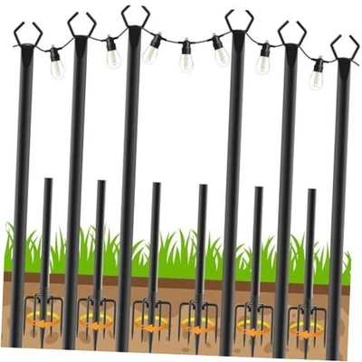 Paquete de 6 postes de luz de cadena, poste de luz de cadena para exteriores de 10 pies bifurcado paquete de 6-10 pies Foto 1 de 4