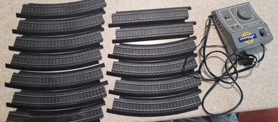 Athearn trains Miniature Throttle Control Power Supply + 13 pieces track Untest - Image 1 of 4