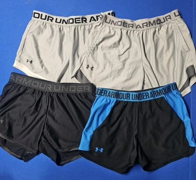 Lot of 4 Under Armour Women's Shorts Loose Athletic Sports Gray Black- Size M  - Image 1 of 4