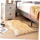 Faux Fur Rug, Fluffy Faux Sheepskin Rugs for Bedroom, White 2 x 3 ft Brown Tips