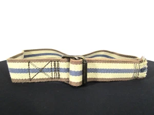 Brown & Blue Striped Brass D Ring Buckle Belt 36, 34"-38" - Picture 1 of 6