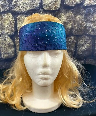 Hermosa diadema de motociclista azul púrpura hecha a mano con diamantes de imitación Hotfix Foto 1 de 4