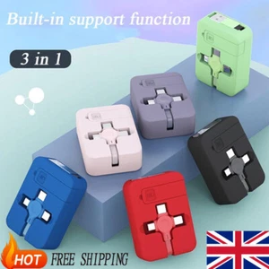 4 in 1 einziehbares USB Ladegerät Datenkabel mit Telefon Ständer Typ C Micro USB Kabel/ - Bild 1 von 19