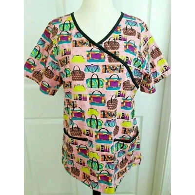 Nurse Scrub Top Size XS X Small Purse Handbag Novelty Pink Pockets Funny sexy - Image 1 of 4