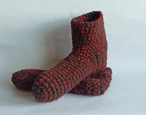 Crochet men`s wool slippers / Size USA 10-11, Home shoes, socks