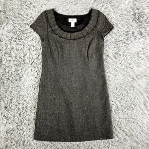 Ann Taylor Petites Sheath Dress Women's 00P Gray Tweed Wool Blend Scoop Neck - Picture 1 of 10
