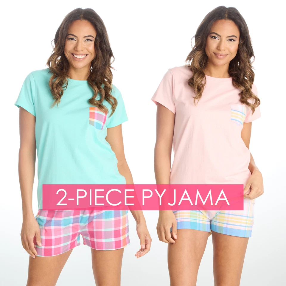 Conjunto de 2 piezas de pijama de verano para damas camiseta de manga corta S-XL Foto 1 de 1