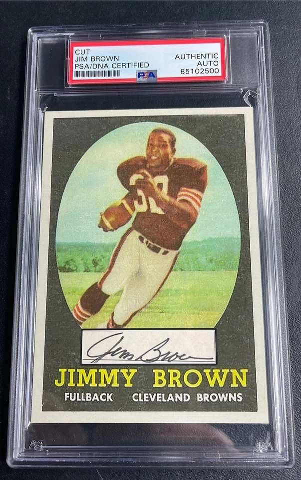 Jim Brown Signed Custom Cut 1958 Topps RC Design Autograph PSA/DNA - Image 1 of 1