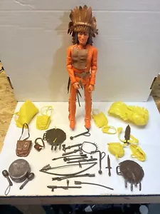 Marx 1973 Chief Geronimo Rare Orange Action Figure + Accessories - Picture 1 of 10