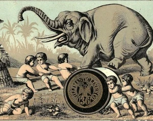 Willimantic Elephant Thread Trade Card Victorian Spool Cord Cotton S Kelly NY - Picture 1 of 3