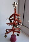 Seltener Vintage 50er 60er Jahre roter Pfeifenreiniger Weihnachtsbaum Quecksilber Glas Bubeln Stern