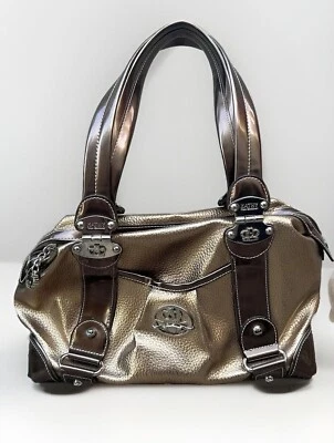 Cartera Kathy Van Zeeland Y2K Dorada Metálica Bronce Vinilo Correas Maximalista LEER Foto 1 de 4