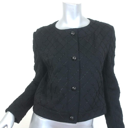 Giacca Chanel 15P Runway in neoprene ricamata nera taglia 42