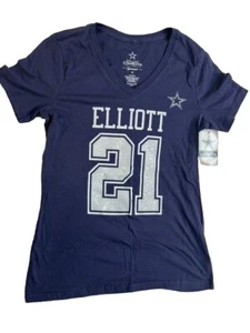 Women's Dallas Cowboys Ezekiel Elliott M Jersey T-Shirt Tee (Navy Blue) Dallas - Picture 1 of 8