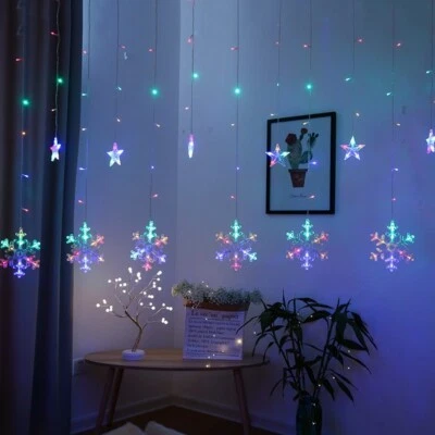 Christmas LED Hanging String Lights Snowflake USB Lamps Xmas Tree Decoration - Image 1 of 4