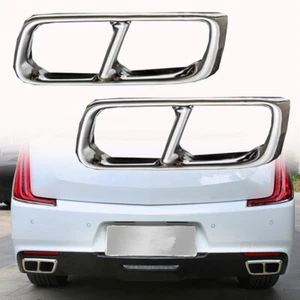 2X Gloss Silver Stainless Exhaust Muffler Tip Cover Outlet Fits 18-19 XTS - Picture 1 of 3
