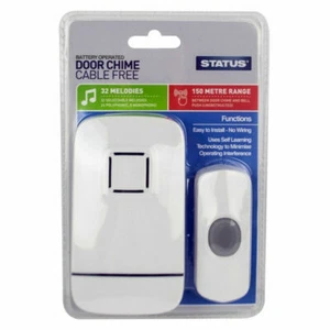 Battery Operated Door Chime Cable Free 32 Melodies Easy To Install- No Wiring - Picture 1 of 3