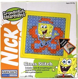 Nickelodeon Spongebob Squarepants Cross Stitch Picture with Patch & Frame -Craft - Picture 1 of 7