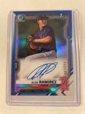 2021 Topps Bowman Chrome Aldo Ramirez # CPA-ARA Blue Refractor 87/150 Autograph