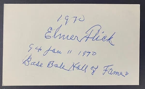Elmer Flick Signed 3x5 index card Vintage 1970 Cleveland Naps 1898 Debut T206 - Picture 1 of 2