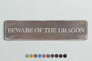 VORSICHT VOR DEM DRACHEN Holzschild im Vintage Stil. Shabby Chic Retro Wohngeschenk - Bild 1 von 5
