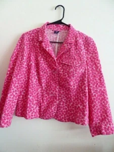 GAP HOT PINK WOMENS WHITE COTTON 2 BUTTON JACKET 3/4 SLEEVES SZ.12 - Picture 1 of 4