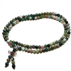 Delicate 108 6mm Natural Indian Jade Buddhism Prayer Beads Mala Necklace -25" - Picture 1 of 6