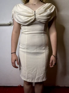 Vintage Australian 1980s Purple Patch Prom Dress Ivory Diamante Eveningwear AU12 - Picture 1 of 12