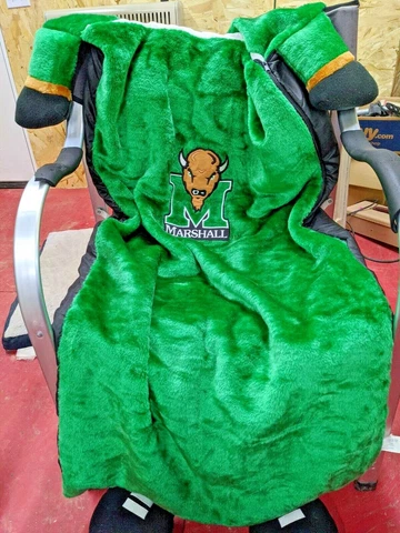 Marshall University Thundering Herd Stadium Blanket Sleeping Bag, Zip On, Fuzzy Cover