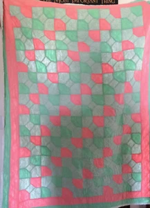 Baby Quilt Blanket Hand Machine Stitched Pink Green Farmhouse Nursery Gift - Picture 1 of 8
