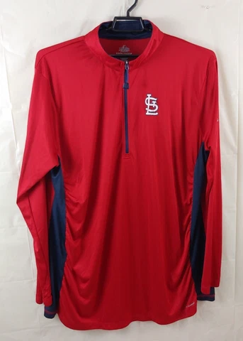 Majestic St. Louis Cardinals Mens Jacket 4X Light Weight Long Sleeve 1/4 Zip Cover