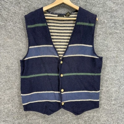 Chaleco Traje Estructura Hombre L Grande Azul Rayas Abotonadas Cuello en V Sin Mangas Algodón Foto 1 de 4