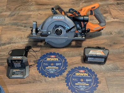 RIDGID R8658 18V Brushless 7-1/4" Rear Handle Circular Saw, 8.0Ah Battery  COMBO - Image 1 of 4