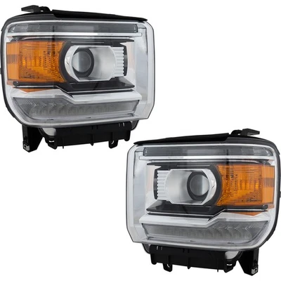 司机和乘客 LED 车头灯适用于吉姆西 Sierra 1500 2014 - 2018 带灯泡/秒 CAPA — 第 1/4 张图片