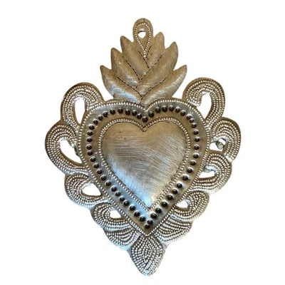 Sacred Heart, Handcrafted Haitian Metal Art, Religious Home Decor, Wall Art - Image 1 of 4