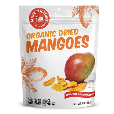 Manga Secas Orgânicas, Não OGM, Sem Glúten, Sem Enxofre, Lanche Vegano, 3 Oz (Pacote  - Imagem 1 de 4