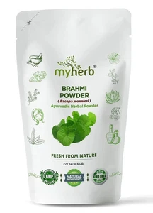 MYHERB 100 % reines natürliches Brahmi Pulver kostenloser Versand weltweit - Bild 1 von 7