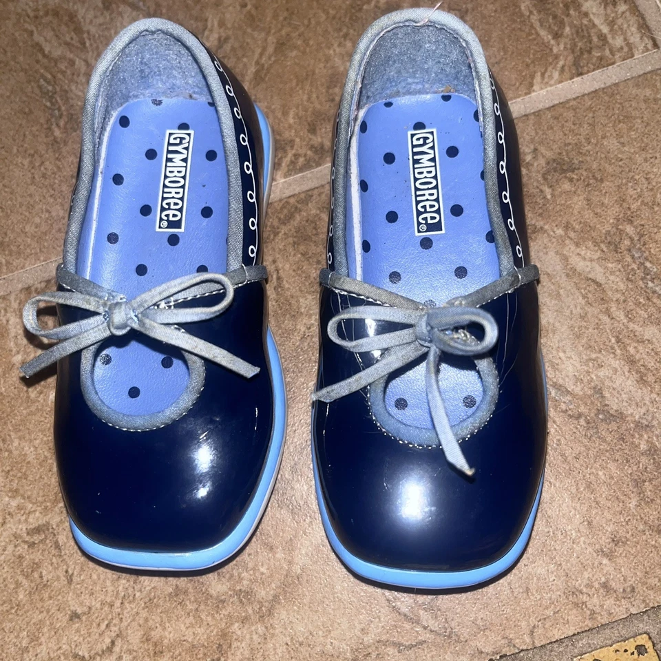 Sapatos femininos vintage para observação de baleias Gymboree azul couro envernizado arcos tamanho 4 - Imagem 1 de 4