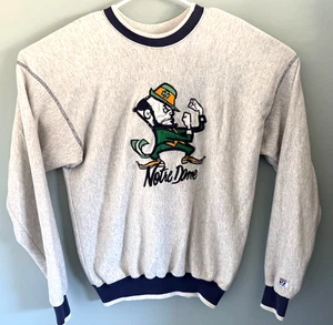 VTG Notre Dame Fighting Irish Sweat Shirt Double Stitched Embroidery 50/50 - Picture 1 of 5