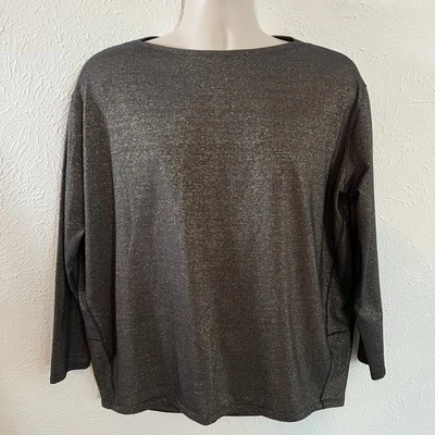 Camisa Top Lululemon Mujer Negra Dorada Metálica Espalda En Acción Manga Larga Chispa 6 Foto 1 de 4