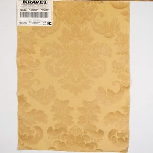 Kravet 13 in. x 17 in. Damask Fabric Sample | 17295 | Gold Cotton/Polyester  - Picture 1 of 3