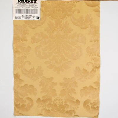Kravet 13 in. x 17 in. Damask Fabric Sample | 17295 | Gold Cotton/Polyester  - Image 1 of 3