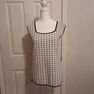 Studio G Damen ärmellos Pullover Gr. 2X weiß schwarz geometrisches Muster Pulli LNC - Bild 1 von 8