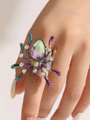 Halloween SPIDER Holographic Multicolor OIL SPILL Ring 🕷💖🕷 OSFM 🔥Really Cute - Image 1 of 4