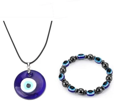 Collares colgantes de mal de ojo cadena de cuerda de cuero de vidrio pulsera con dije de la suerte turca Foto 1 de 4