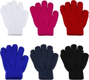 6Pairs Winter Magic Gloves Knit Gloves for Kids Gloves Boys Winter Gloves Stret - Picture 1 of 8